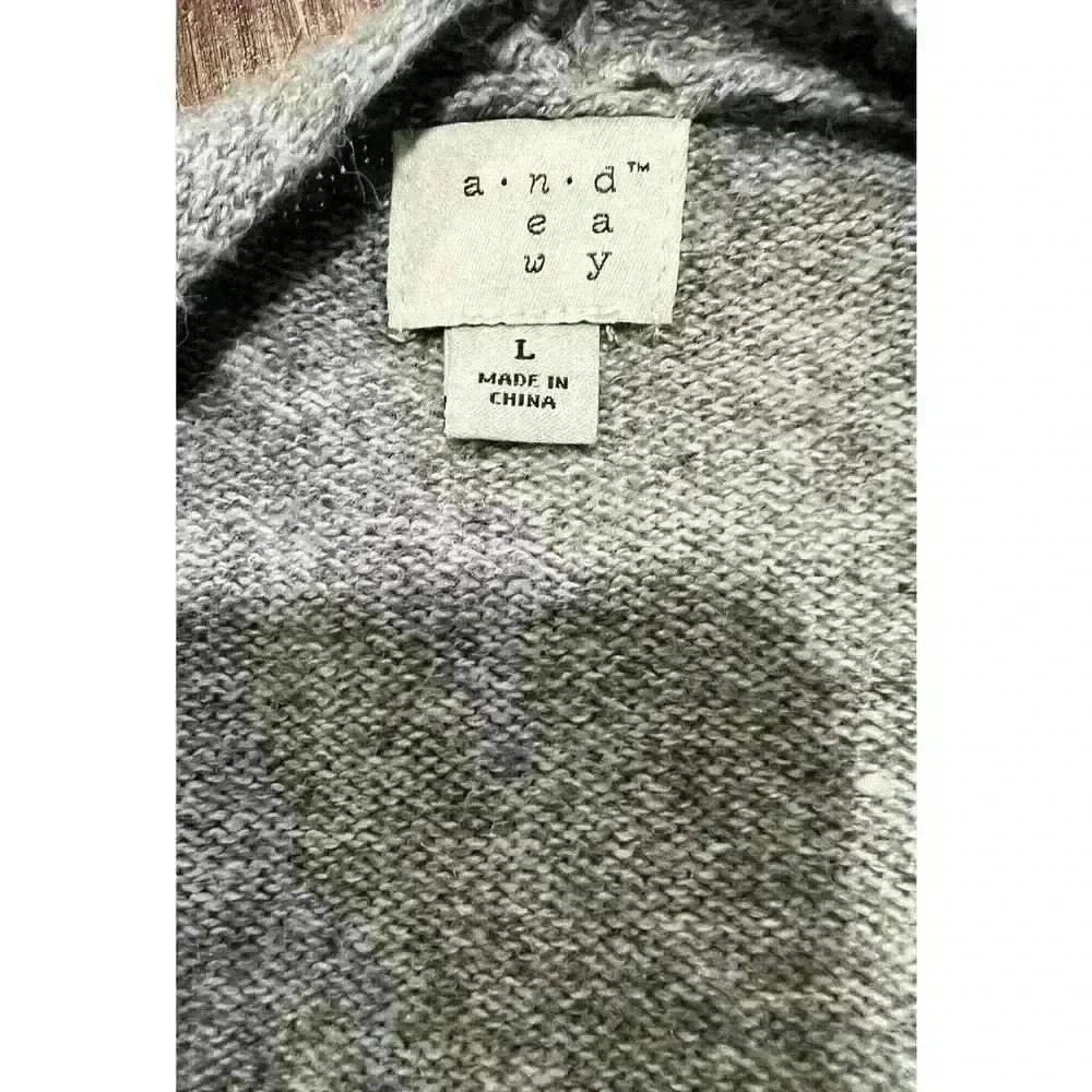 A New Day Sz Large Open Front Gray Sweater 3/4 Sleeves - Picture 6 of 6